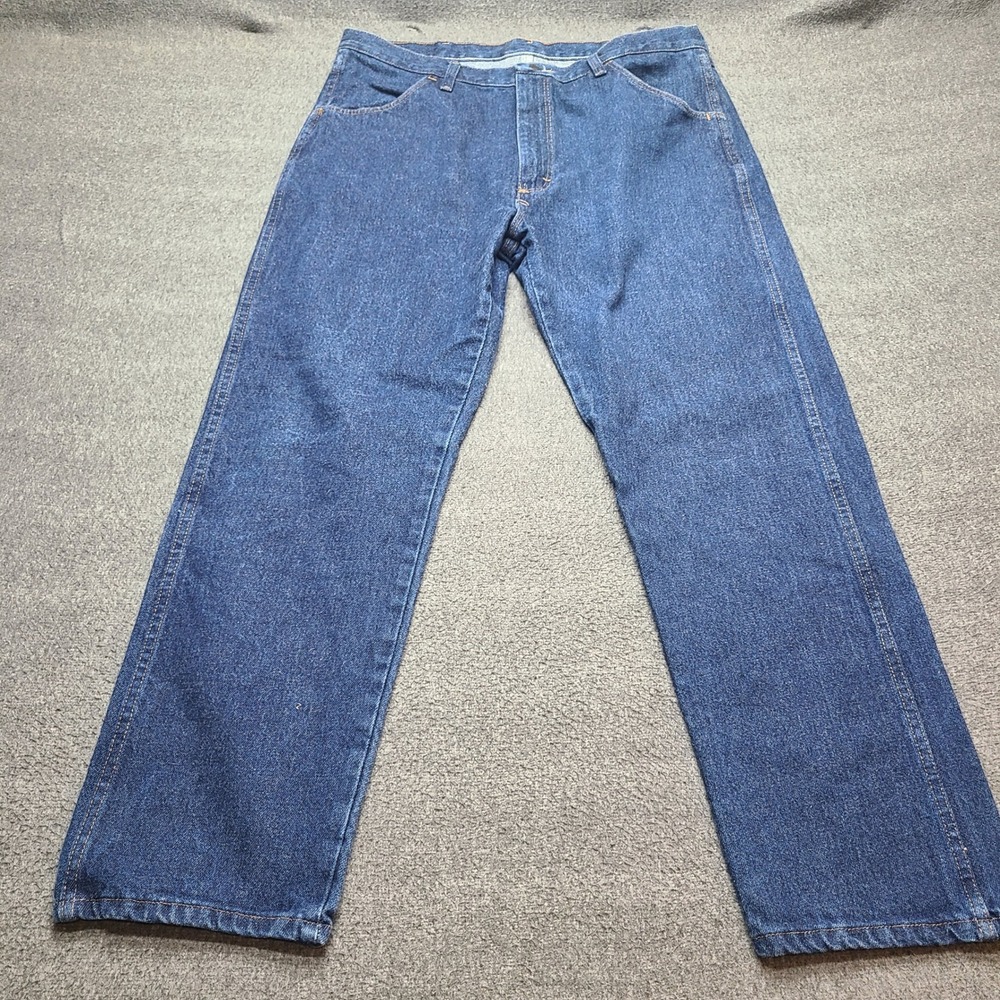 Rustler Straight Leg Jeans‎ Mens 38x30 Blue Excellent Heavyweight Denim 87619PW